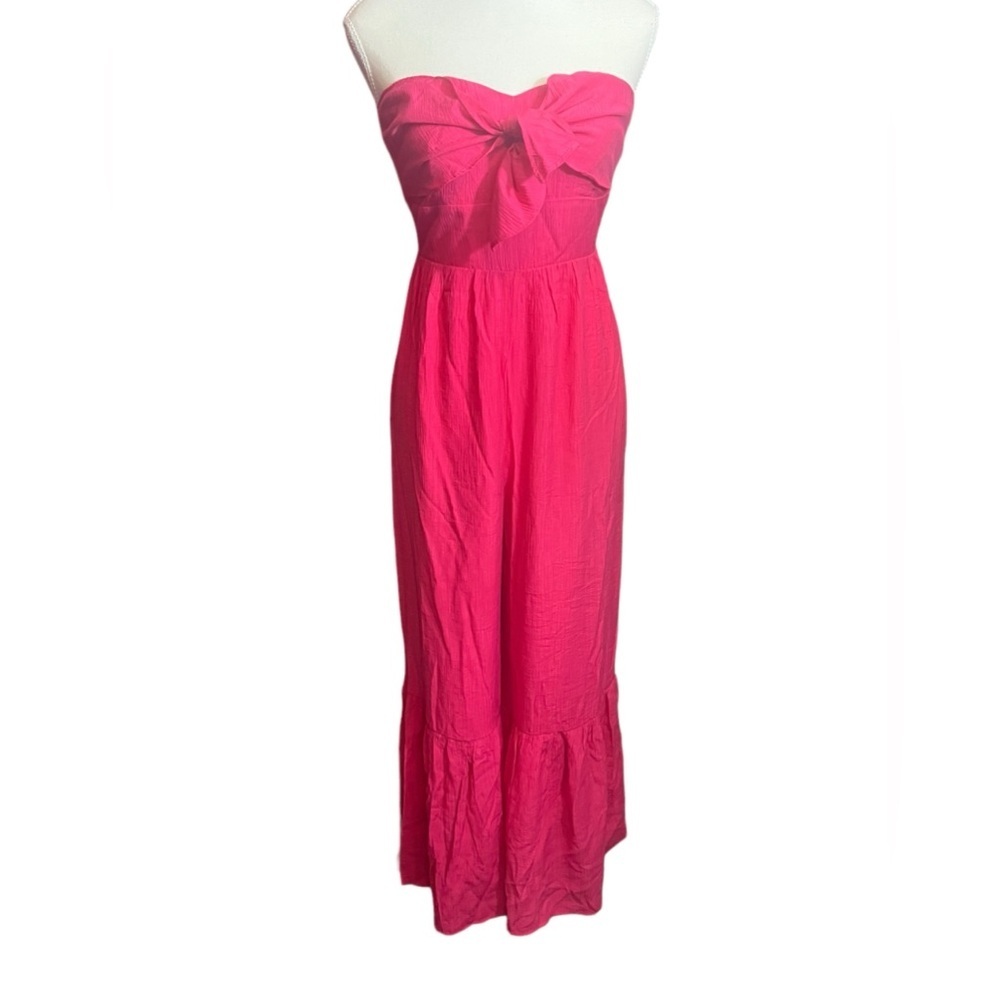 Vici x Caitlyn Pink Bow Strapless Wide Leg Jumpsuit S